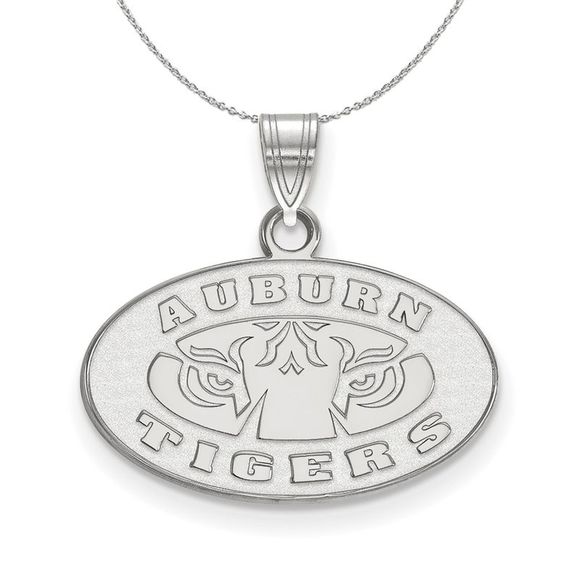 Sterling Silver Auburn U Small Oval Necklace - 16 Inch